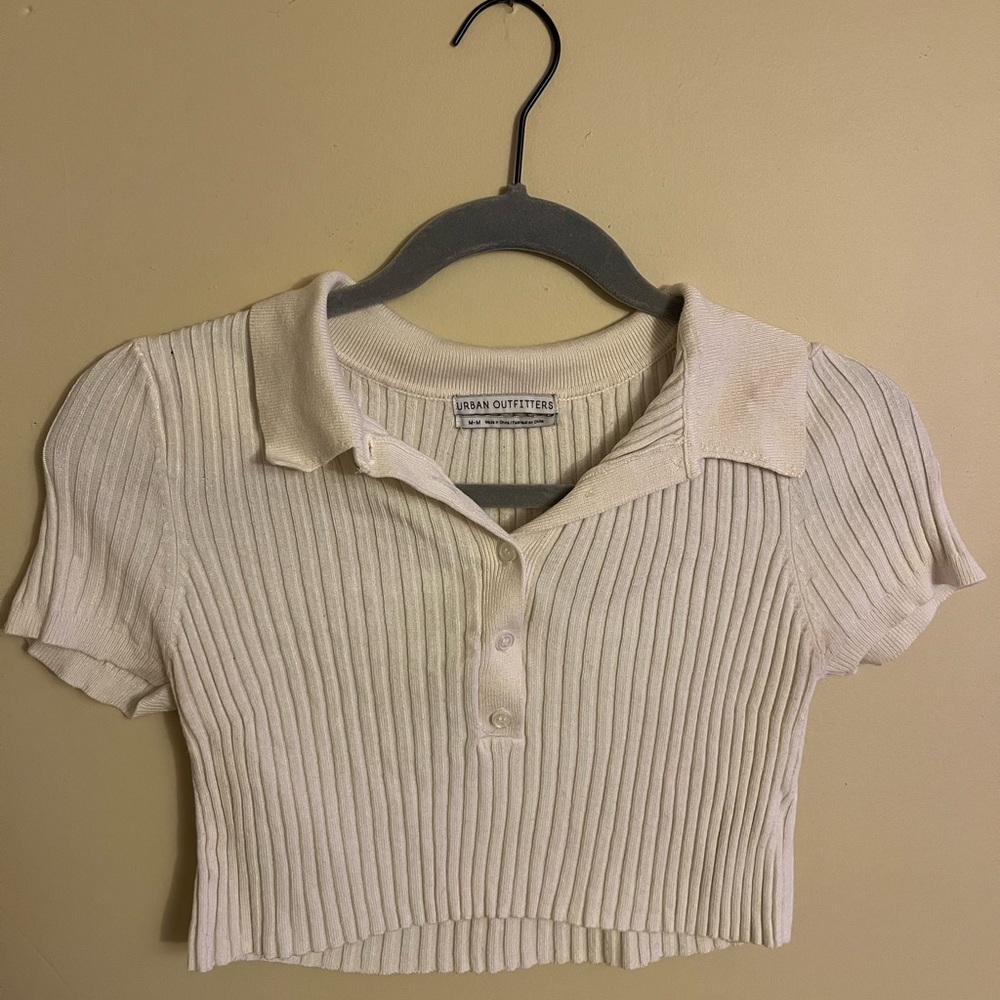 Urban Outfitters Ivory Ribbed Knit Top